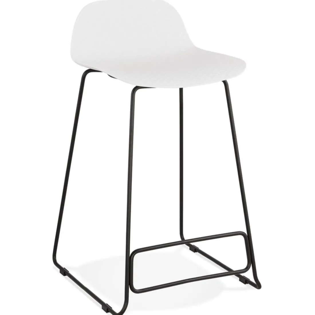Tabouret snack mi-hauteur 'BABYLOS MINI' blanc avec pieds en métal noir