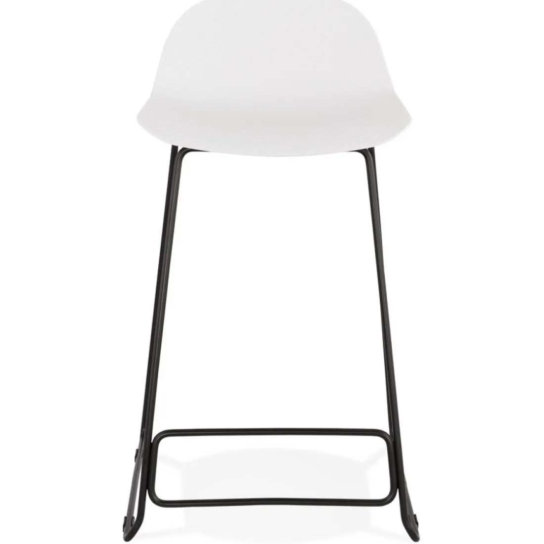 Tabouret snack mi-hauteur 'BABYLOS MINI' blanc avec pieds en métal noir