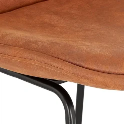 Tabouret snack mi-hauteur 'BIKI MINI' en microfibre brune et pieds en métal noir