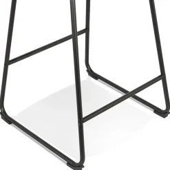Tabouret snack mi-hauteur 'BIKI MINI' en microfibre brune et pieds en métal noir