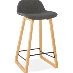 Tabouret snack mi-hauteur scandinave 'BALTIK MINI' en tissu gris