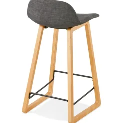 Tabouret snack mi-hauteur scandinave 'BALTIK MINI' en tissu gris