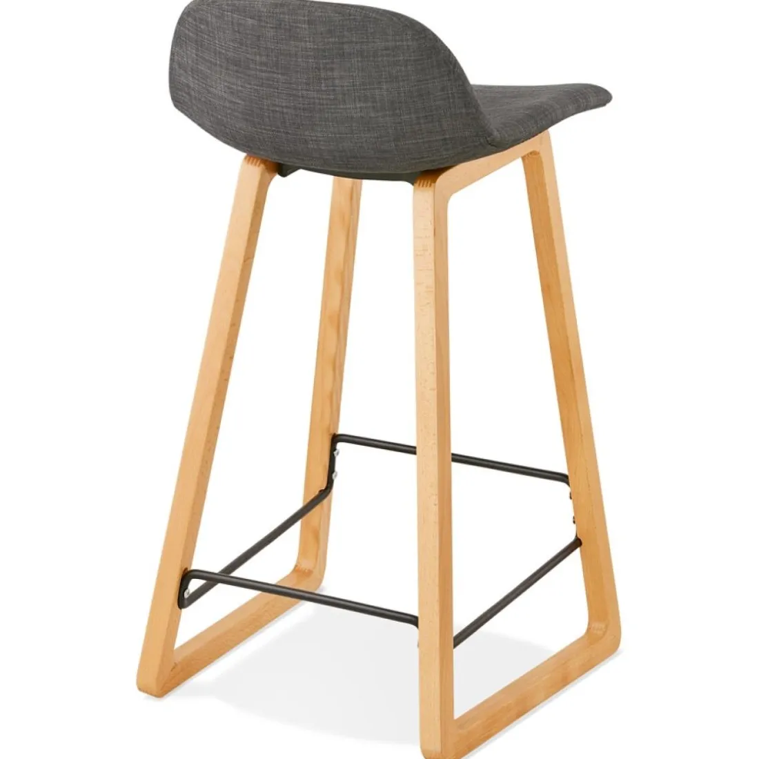 Tabouret snack mi-hauteur scandinave 'BALTIK MINI' en tissu gris