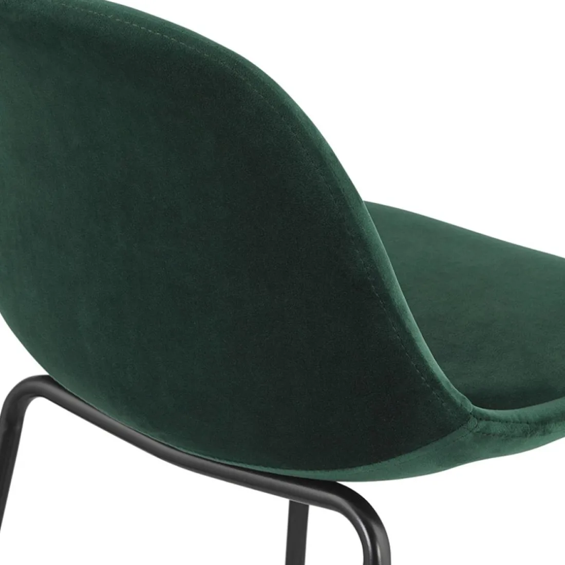 Tabouret snack mi-hauteur 'FENTON MINI' en velours vert et pied en métal noir