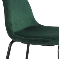 Tabouret snack mi-hauteur 'FENTON MINI' en velours vert et pied en métal noir