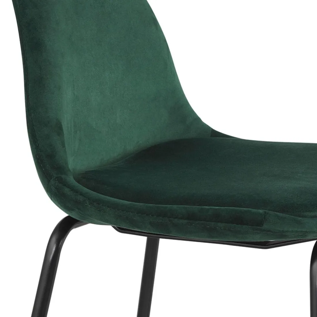 Tabouret snack mi-hauteur 'FENTON MINI' en velours vert et pied en métal noir