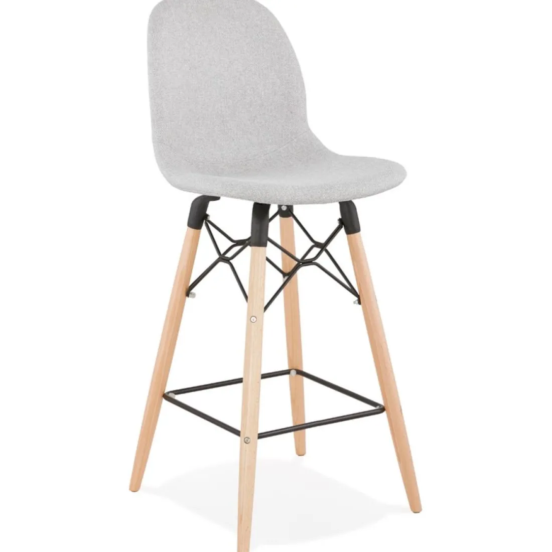 Tabouret snack mi-hauteur 'GALACTIK MINI' en tissu gris clair style scandinave