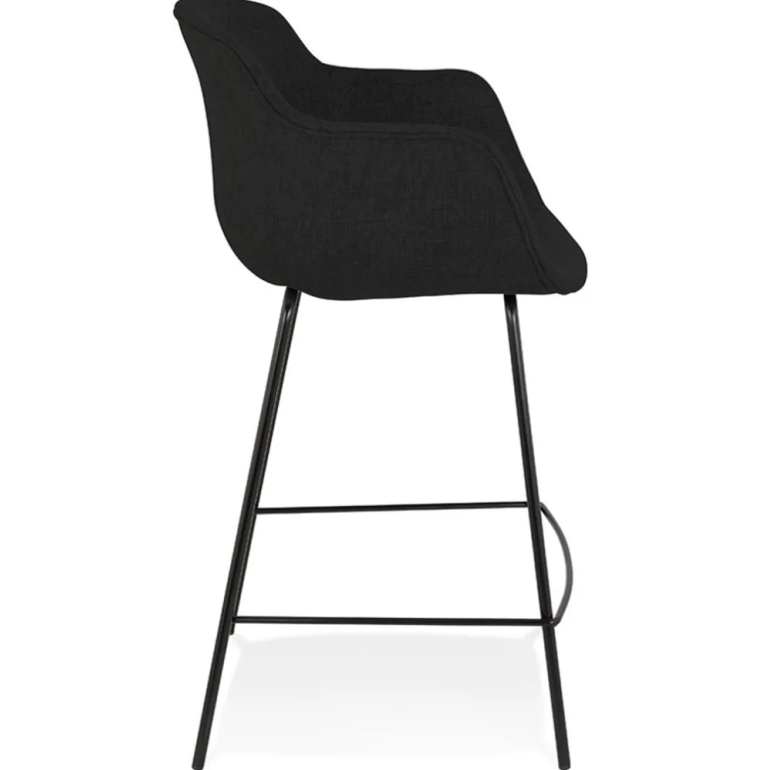 Tabouret snack mi-hauteur 'FORTI MINI' en tissu noir