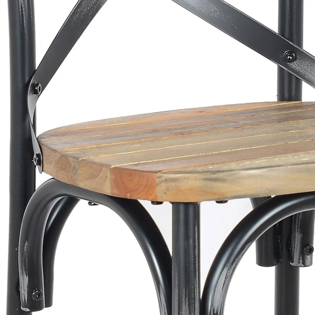 Tabouret snack mi-hauteur 'COTTAGE MINI' en bois finition Noyer effet vieilli noir