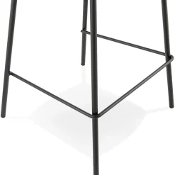 Tabouret snack mi-hauteur 'FENTON MINI' en velours noir et pied en métal noir