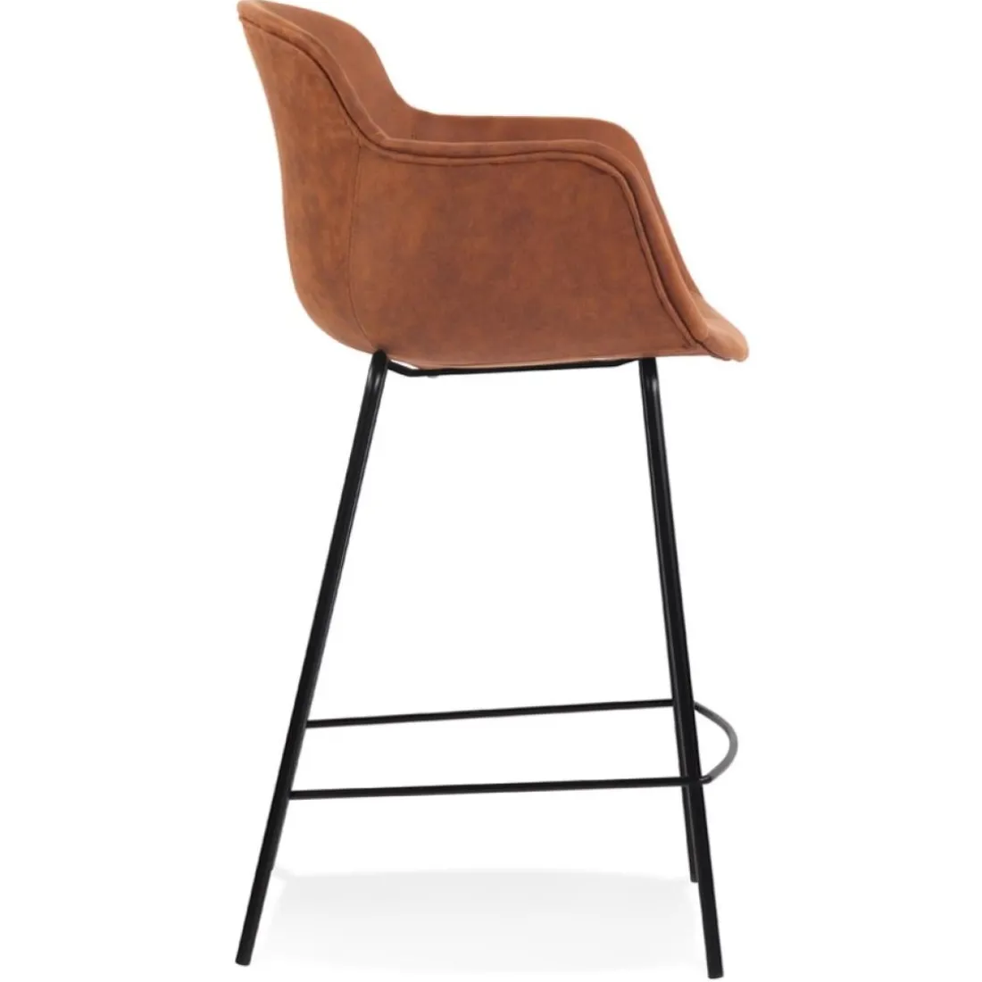 Tabouret snack mi-hauteur 'CALVIN MINI' en microfibre brune