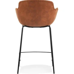 Tabouret snack mi-hauteur 'CALVIN MINI' en microfibre brune
