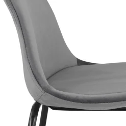 Tabouret snack mi-hauteur 'FENTON MINI' en velours gris et pied en métal noir