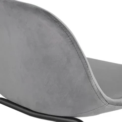 Tabouret snack mi-hauteur 'FENTON MINI' en velours gris et pied en métal noir