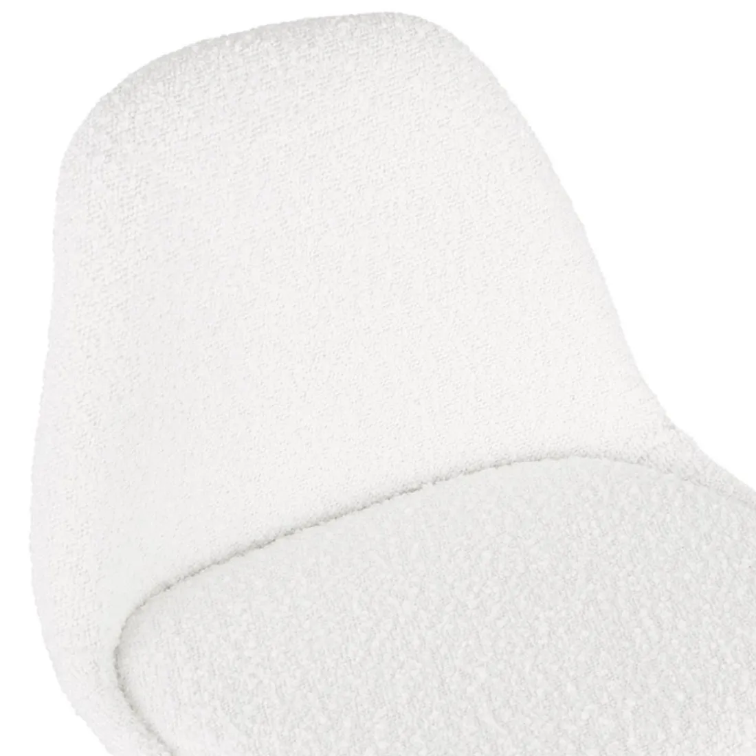 Tabouret snack mi-hauteur 'FLORENCE MINI' en tissu bouloché blanc style scandinave