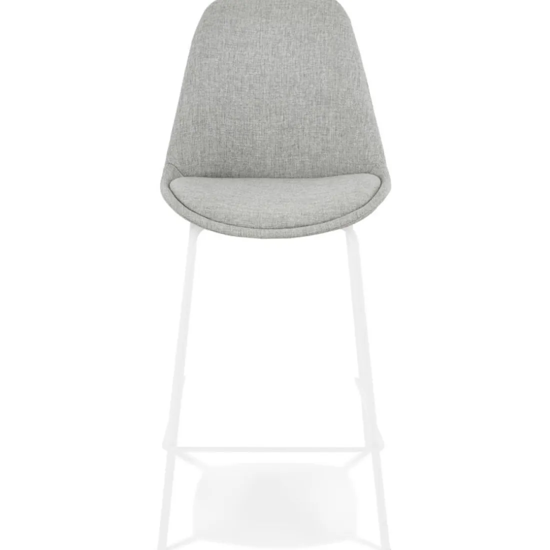 Tabouret snack mi-hauteur 'ALOE MINI' en tissu gris avec pied en métal blanc