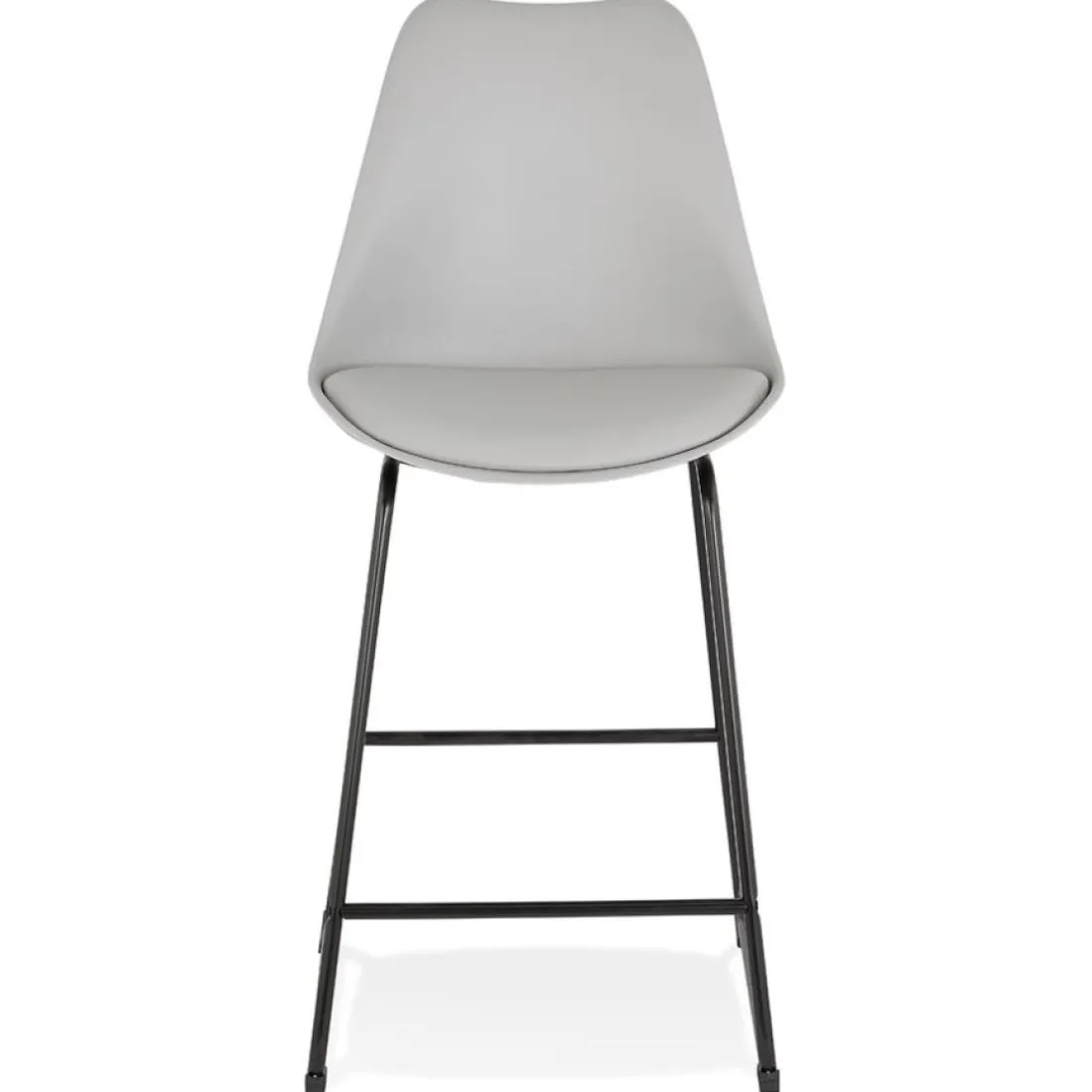Tabouret snack mi-hauteur 'CHOKO MINI' gris et pieds en métal noir
