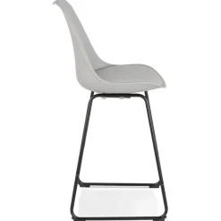 Tabouret snack mi-hauteur 'CHOKO MINI' gris et pieds en métal noir