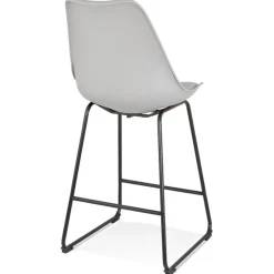 Tabouret snack mi-hauteur 'CHOKO MINI' gris et pieds en métal noir