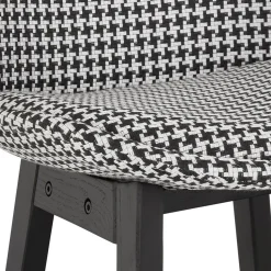 Tabouret snack mi-hauteur 'MORISS MINI' en tissu pied de poule et pieds en bois noir