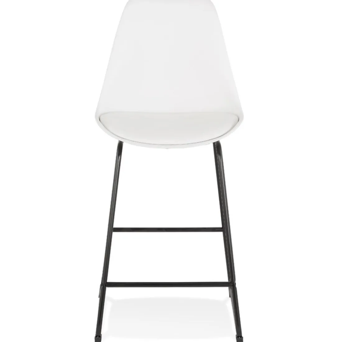 Tabouret snack mi-hauteur 'CHOKO MINI' blanc et pieds en métal noir