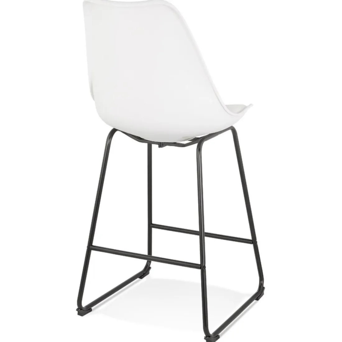 Tabouret snack mi-hauteur 'CHOKO MINI' blanc et pieds en métal noir