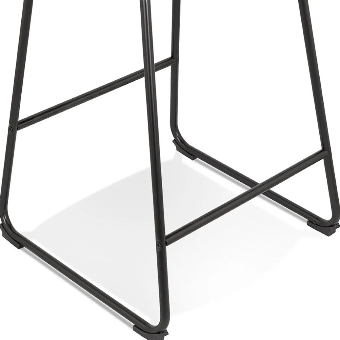 Tabouret snack mi-hauteur 'RIGO MINI' en tissu noir et pieds en métal noir