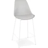 Tabouret snack mi-hauteur 'LEMON MINI' gris avec pied en métal blanc