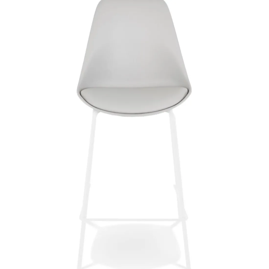 Tabouret snack mi-hauteur 'LEMON MINI' gris avec pied en métal blanc