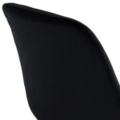 Tabouret snack mi-hauteur 'MORISS MINI' en velours noir et pieds en bois naturel