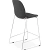 Tabouret snack mi-hauteur empilable 'FAKIR MINI' en tissu gris foncé et pied en métal chromé