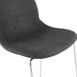 Tabouret snack mi-hauteur empilable 'FAKIR MINI' en tissu gris foncé et pied en métal chromé