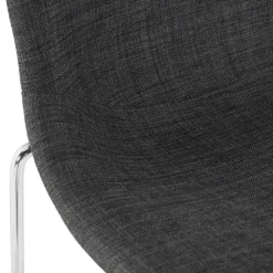 Tabouret snack mi-hauteur empilable 'FAKIR MINI' en tissu gris foncé et pied en métal chromé