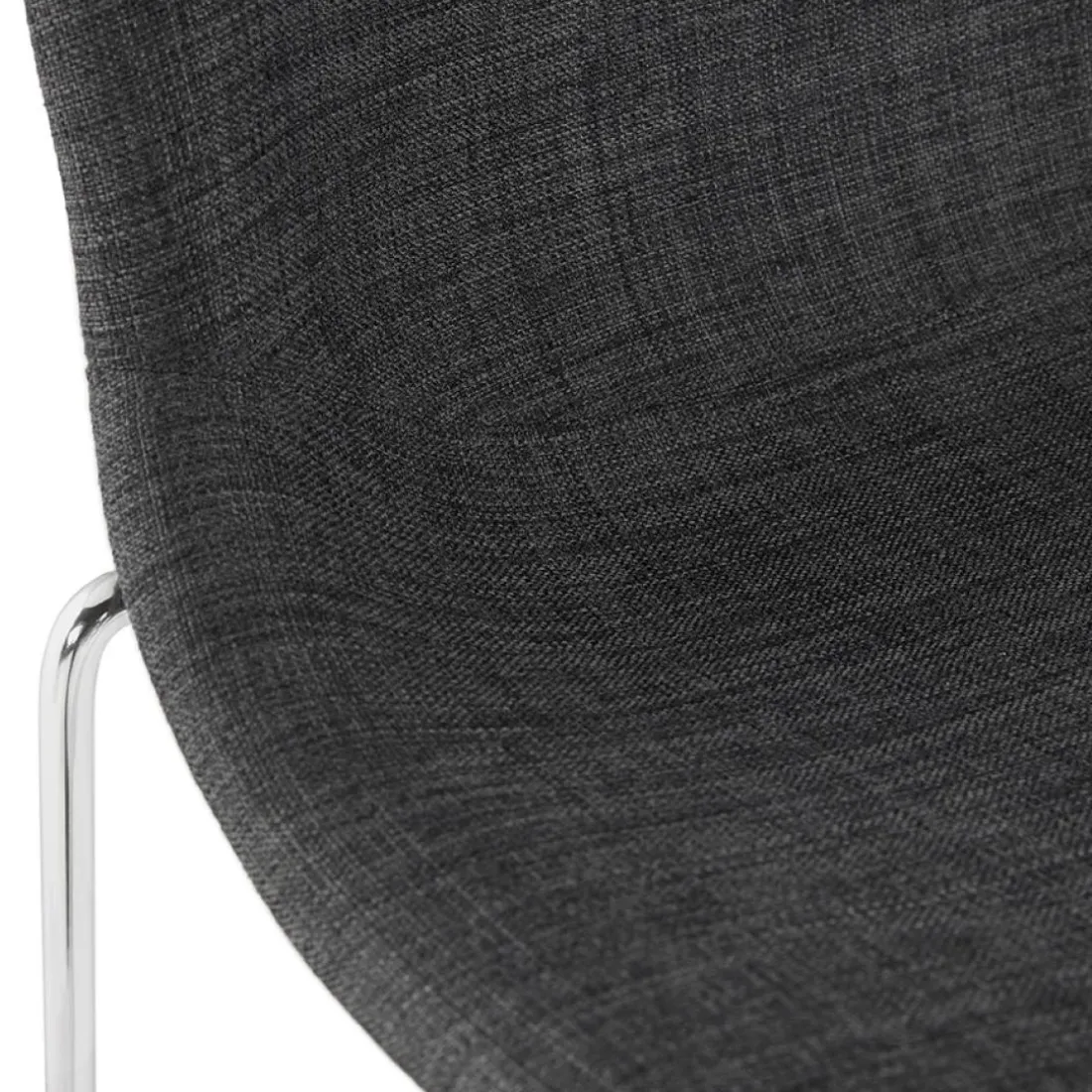 Tabouret snack mi-hauteur empilable 'FAKIR MINI' en tissu gris foncé et pied en métal chromé