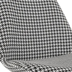 Tabouret snack mi-hauteur 'SPARK MINI' en tissu pied de poule et pieds en métal blanc