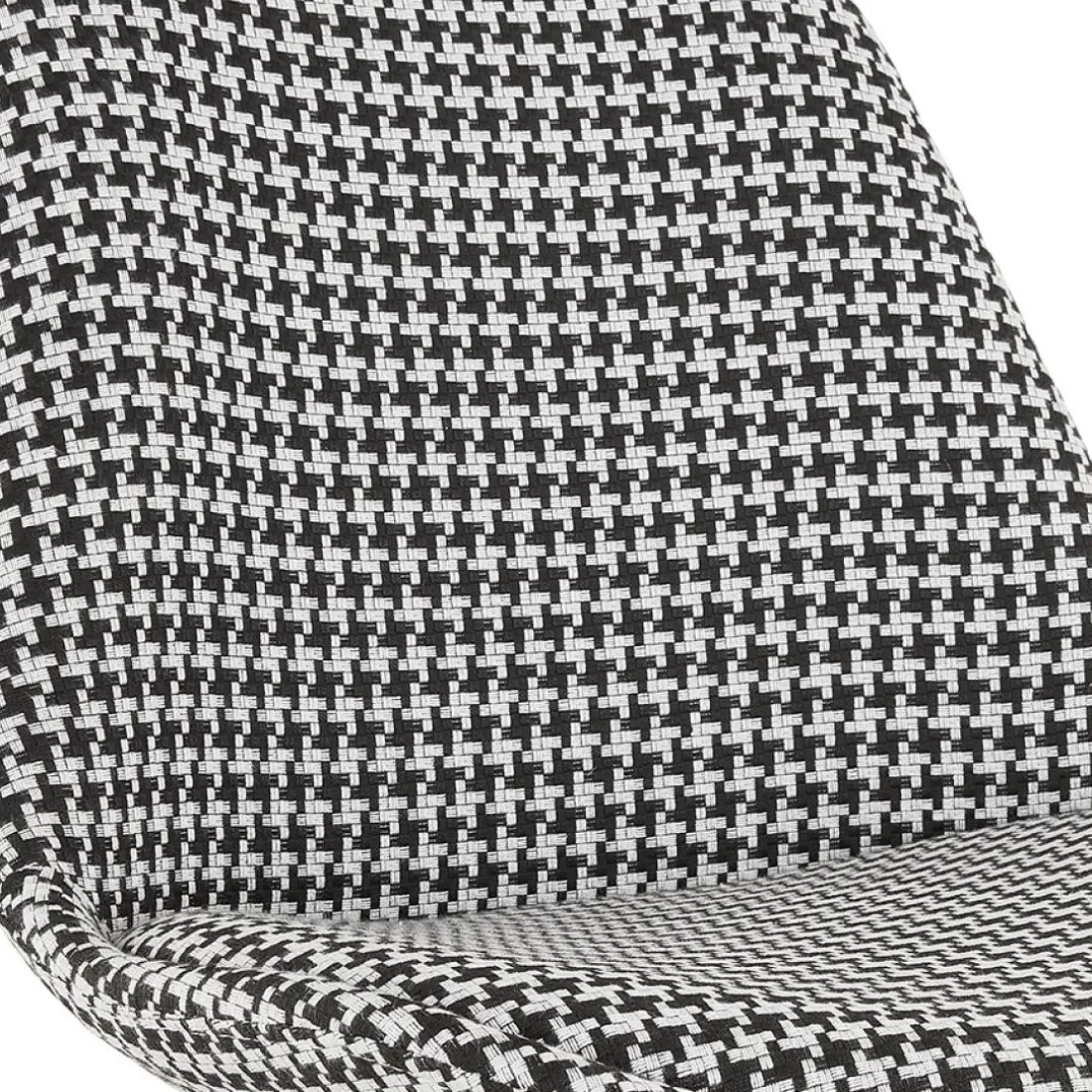 Tabouret snack mi-hauteur 'SPARK MINI' en tissu pied de poule et pieds en métal blanc