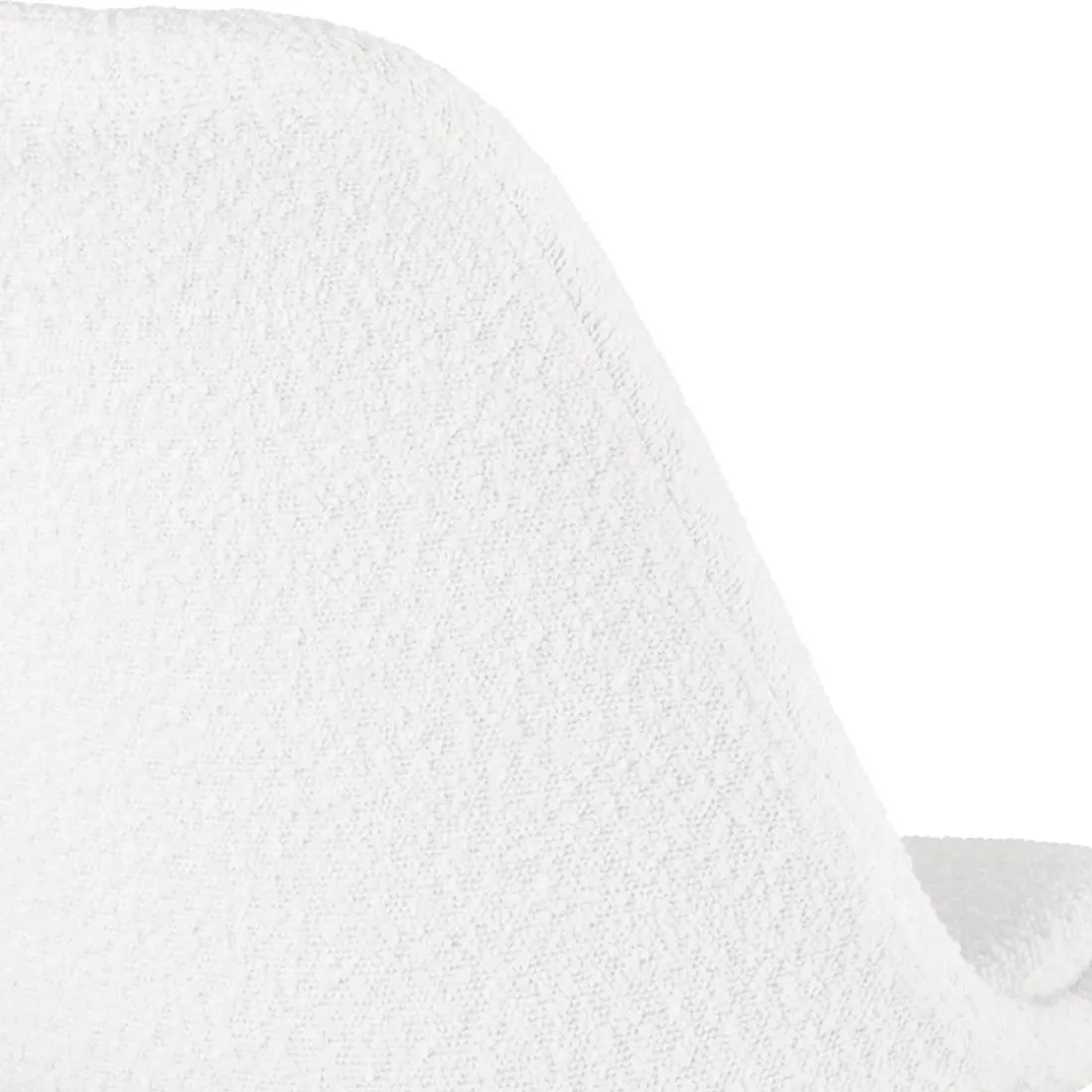 Tabouret snack mi-hauteur 'LEONIE MINI' en tissu bouloché blanc et pied en métal blanc