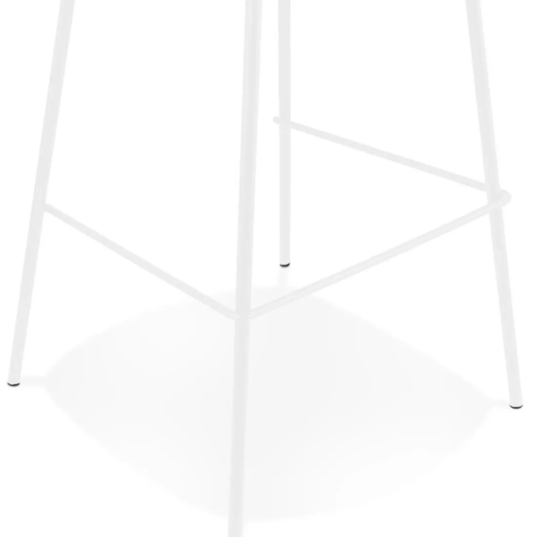 Tabouret snack mi-hauteur 'LEONIE MINI' en tissu bouloché blanc et pied en métal blanc