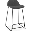 Tabouret snack mi-hauteur 'MOSKOW MINI' noir style industriel avec pieds en métal noir