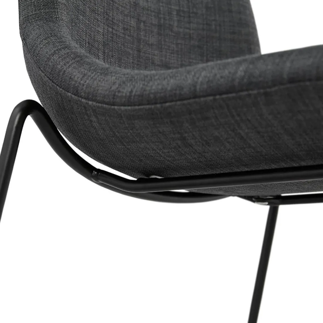 Tabouret snack mi-hauteur 'EKTOR MINI' en tissu gris foncé empilable