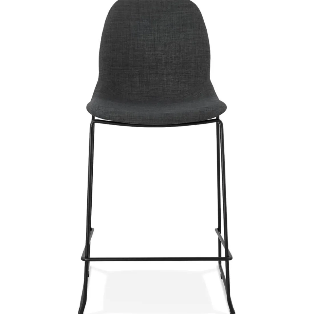 Tabouret snack mi-hauteur 'EKTOR MINI' en tissu gris foncé empilable