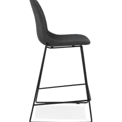 Tabouret snack mi-hauteur 'EKTOR MINI' en tissu gris foncé empilable