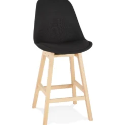 Tabouret snack mi-hauteur 'TERESA MINI' style scandinave en tissu noir