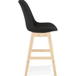 Tabouret snack mi-hauteur 'TERESA MINI' style scandinave en tissu noir