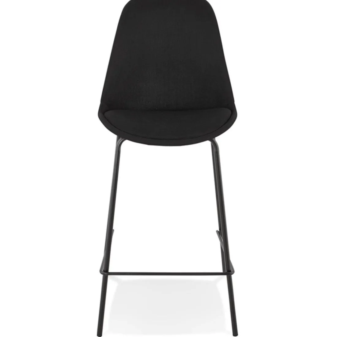 Tabouret snack mi-hauteur 'ALOE MINI' en tissu noir avec pied en métal