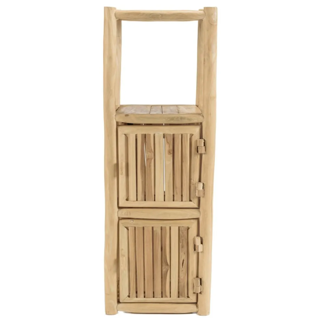 Étagère 1 niveau et 2 portes en branches de teck naturel WILL Beige