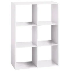 Étagère bois 6 cases mix blanc