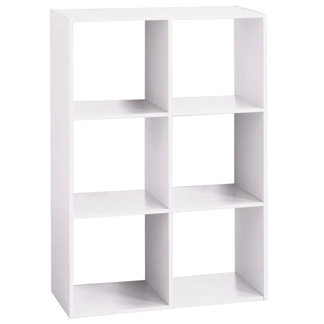 Étagère bois 6 cases mix blanc