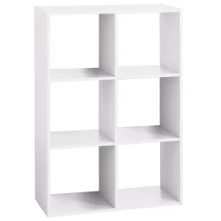 Étagère bois 6 cases mix blanc