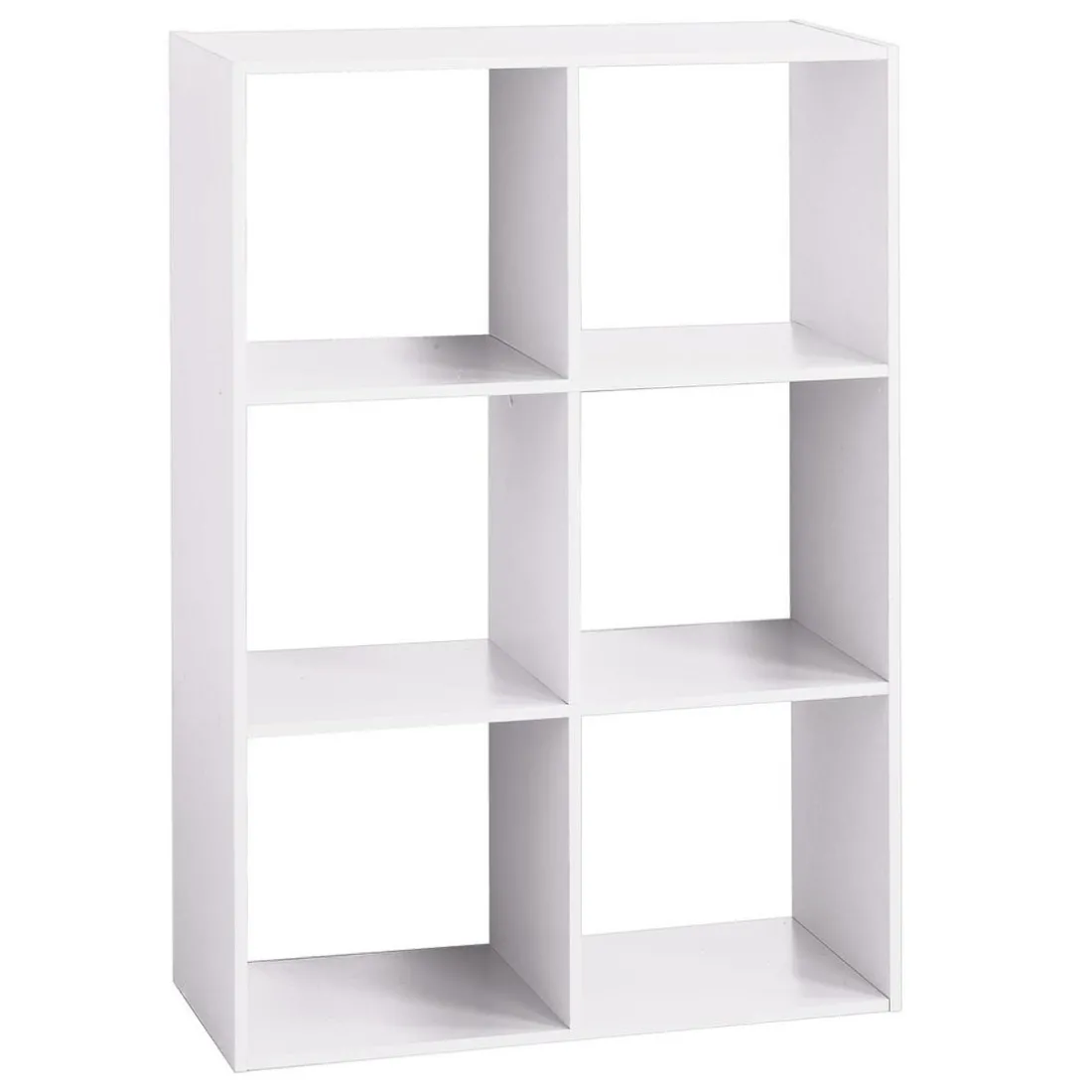 Étagère bois 6 cases mix blanc